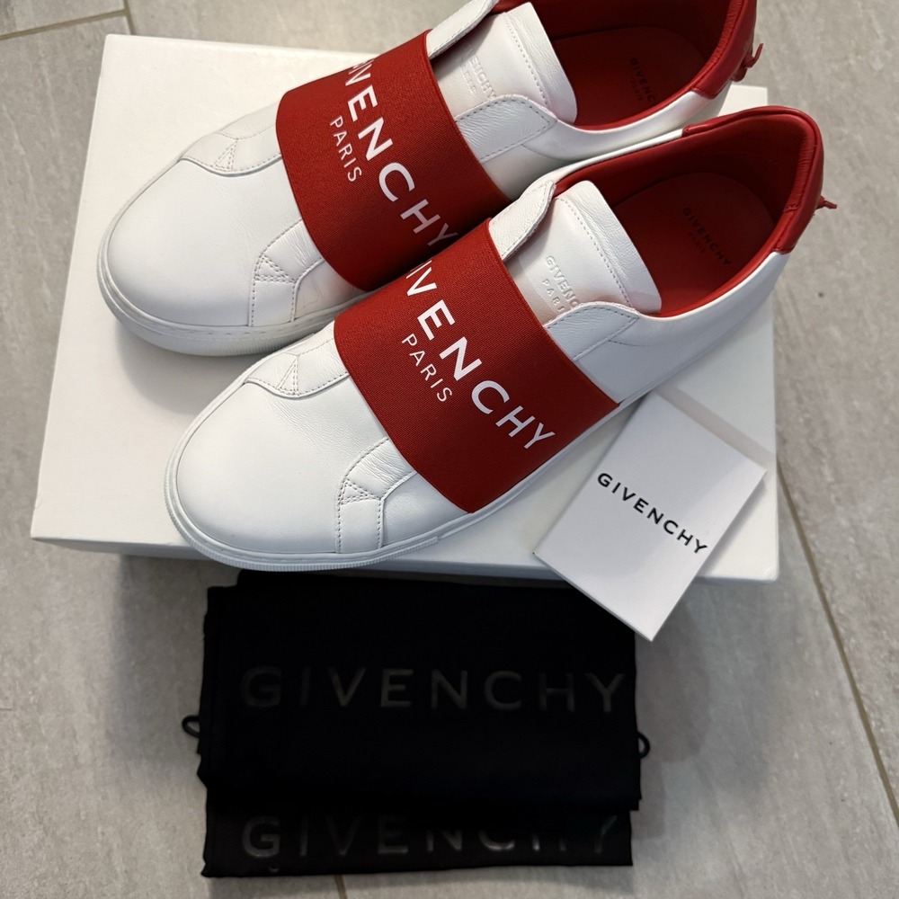 GIVENCHY City Sport Sneakers Womens 41 White Red‎ Authentic Urban Low Top Street